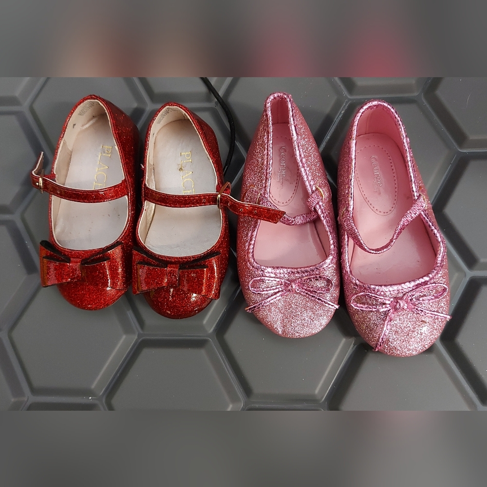 **3 Listings $30**  Glittery Red (Size 4) and Pink Kids Dress Shoes (Size 5)